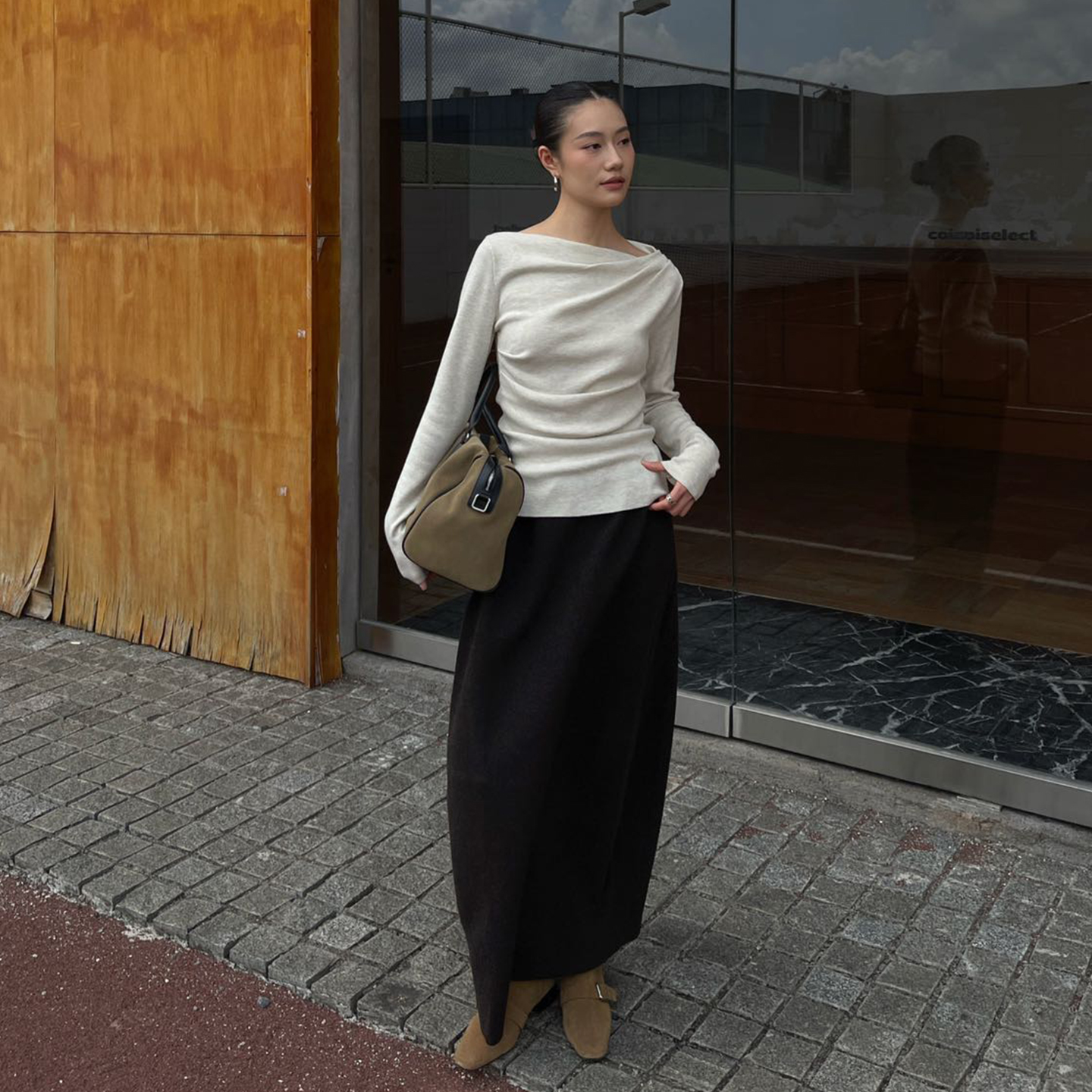 PURITY YH法式复古裙温哥华舞曲A字半裙松弛显瘦松紧腰长款半身裙