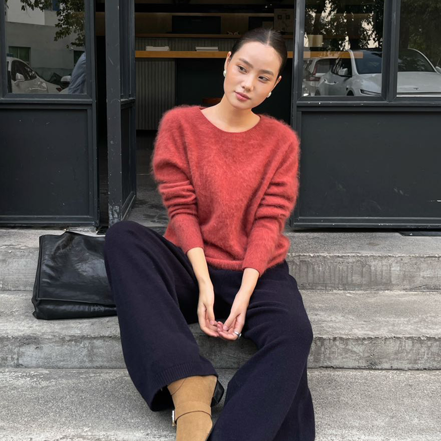 PURITYYH极简时尚羊毛衫高级秋冬慵懒休闲针织衫宽松内搭外穿毛衣