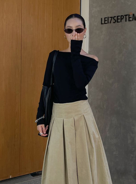 PURITYYH法式极简休闲百搭上衣荡领一字领背心内搭气质打底衫T恤