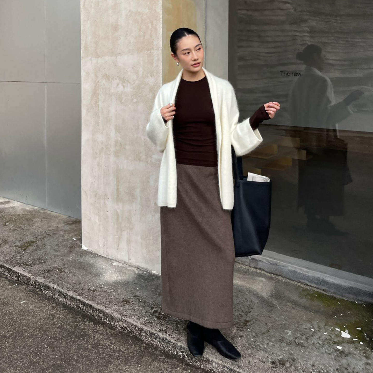 PURITY YH韩系极简时尚休闲裙2025秋冬新款高腰百搭半身裙A字半裙