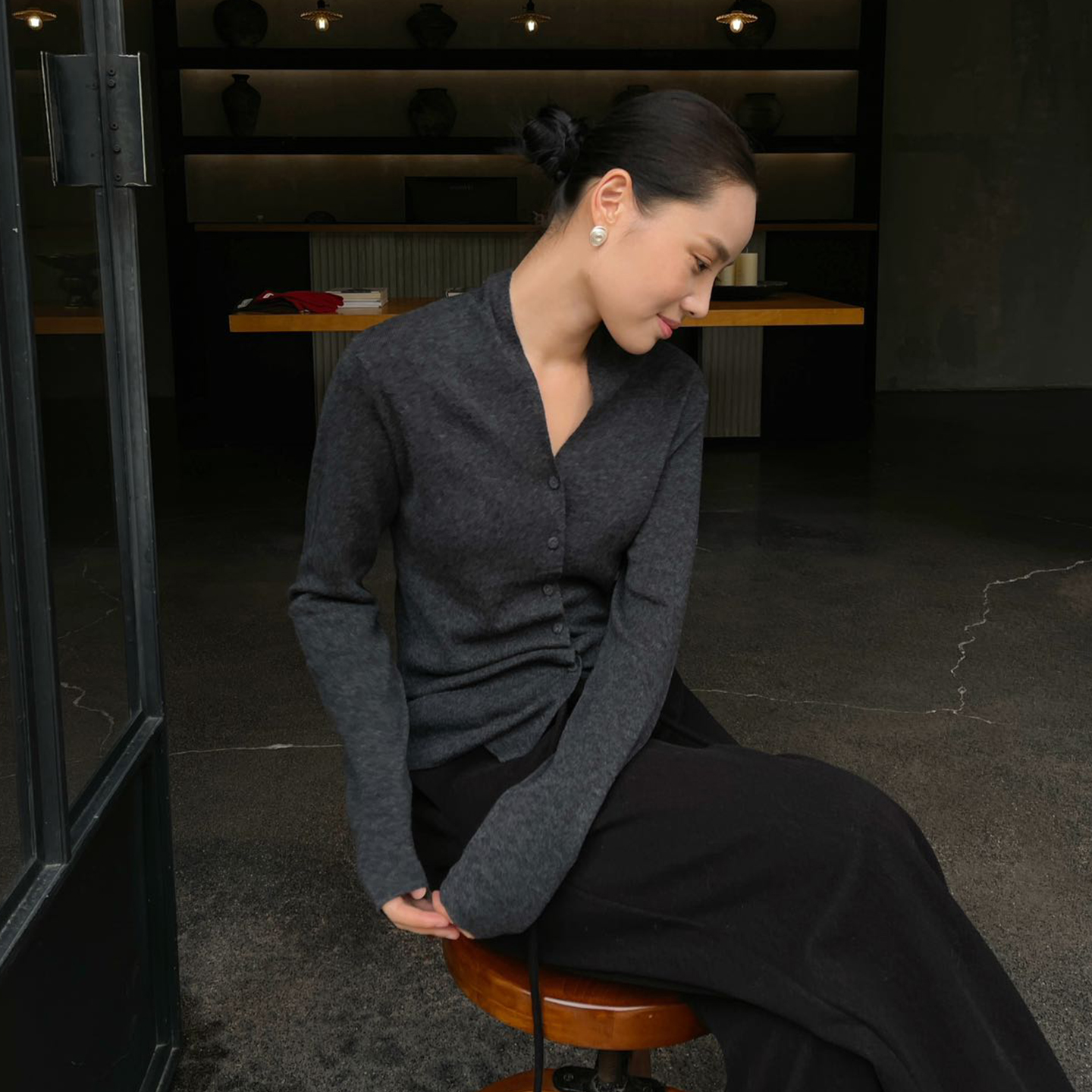 PURITYYH韩系简约针织开衫长袖女秋冬新款修身设计感时尚气质上衣