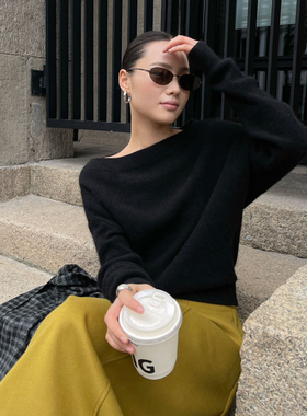 PURITYYH极简羊毛混纺内搭外穿上衣冬百搭一字肩可斜肩针织衫毛衣