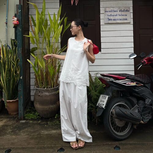 PURITY YR小众简约韩原单设计款百搭夏季气质款休闲宽松阔腿裤女