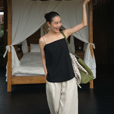 PURITY小众简约黑色抹胸一字领百搭显瘦高级气质背心外穿时尚吊带