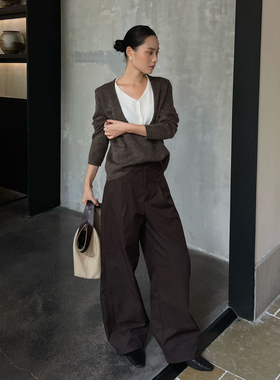 PURITY YH极简2025秋冬休闲阔腿裤女高腰垂感宽松时尚拖地直筒裤