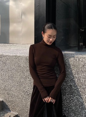 PURITY YH法式极简叠穿高领长袖修身秋冬亲肤内搭外穿打底衫女T恤