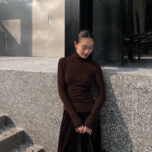 PURITY YH法式极简叠穿高领长袖修身秋冬亲肤内搭外穿打底衫女T恤