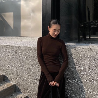 PURITY YH法式极简叠穿高领长袖修身秋冬亲肤内搭外穿打底衫女T恤