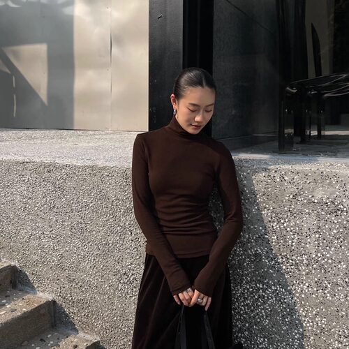 PURITY YH法式极简叠穿高领长袖修身秋冬亲肤内搭外穿打底衫女T恤