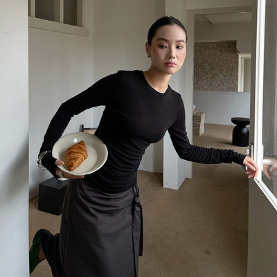 PUIRTY YH韩系百搭修身外穿长袖T恤女秋季小众内搭打底衫时尚上衣