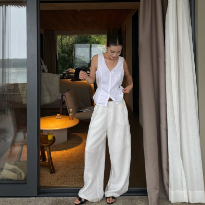 亚麻直通遮胯2025薄款休闲裤