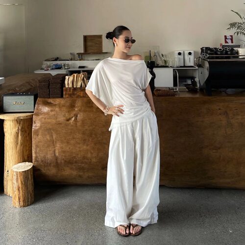 PURITY YR小众简约韩系宽松气质夏棉麻巨显瘦高级休闲长裤阔腿裤