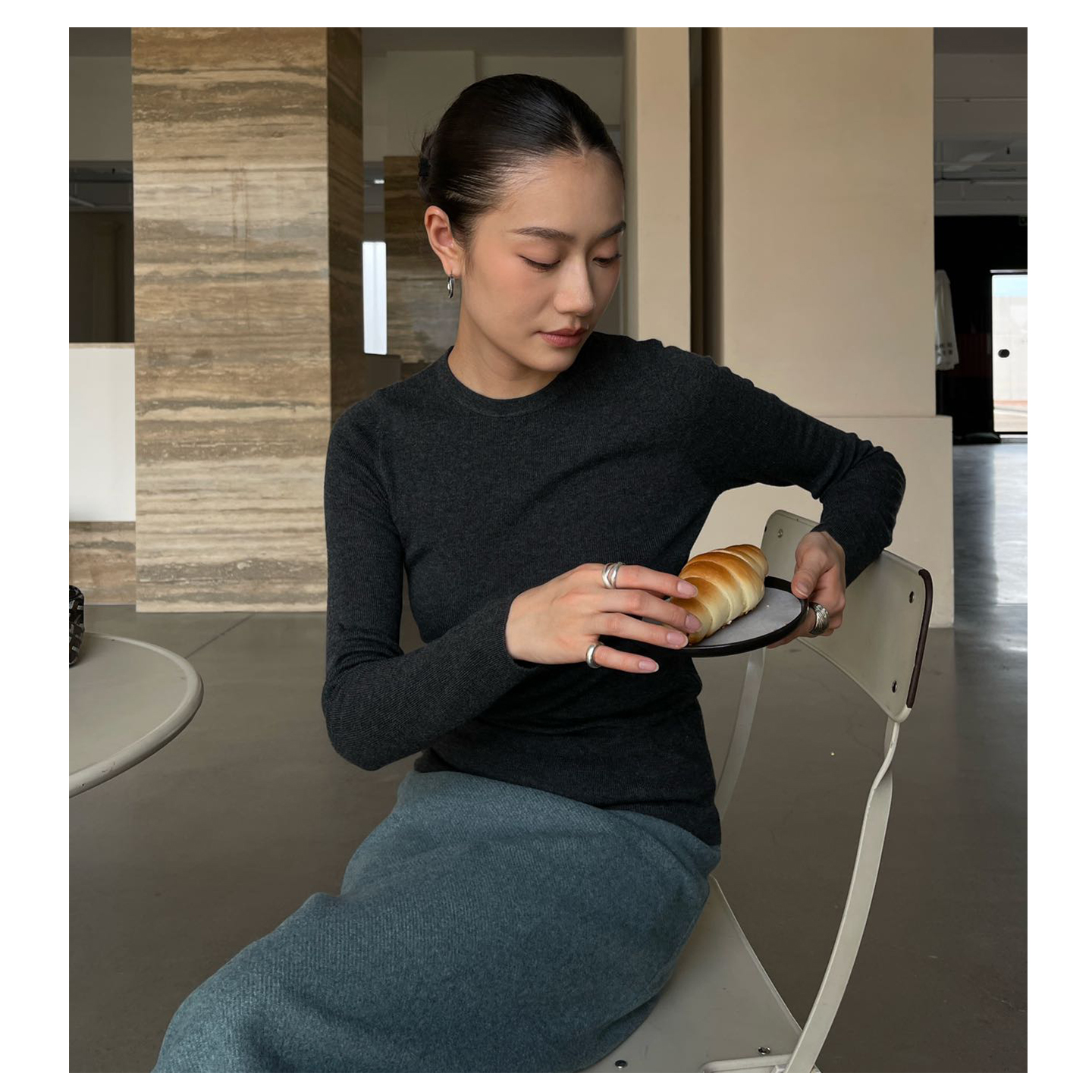 PUIRTYYH韩系小众美丽诺精纺羊毛打底衫百搭修身体恤时尚内搭上衣
