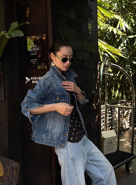 PURITY YH小众极简通勤简约宽松时尚女牛仔外套休闲时髦复古上衣