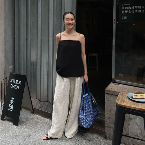 PURITY小众简约宽松小众夏季女亚麻巨显瘦极简高级休闲长裤阔腿裤