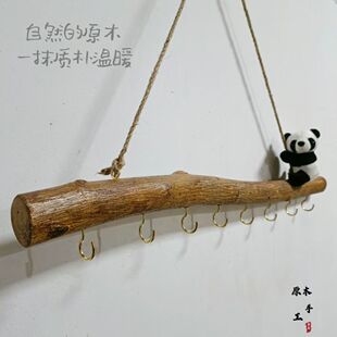 实木手工木质ins墙挂装饰品挂架杯架创意文艺挂钩麻绳复古民宿