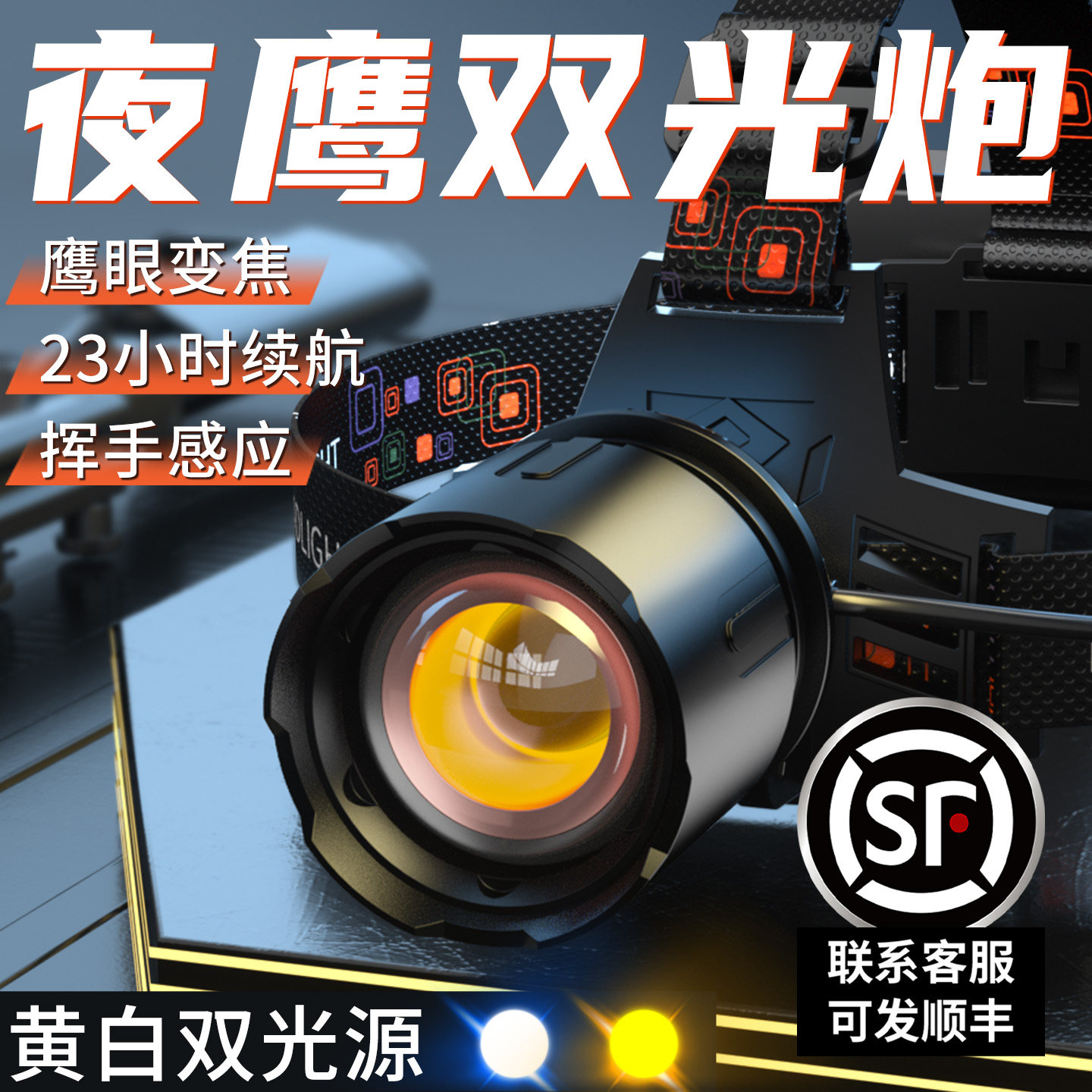 天火手电筒强光充电头戴式照明灯便携头灯2025新超亮感应户外远射