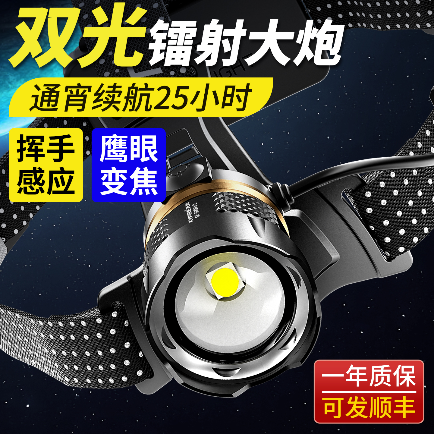 天火超长续航头灯2025新款强光超亮充电钓鱼感应头戴式户外登山