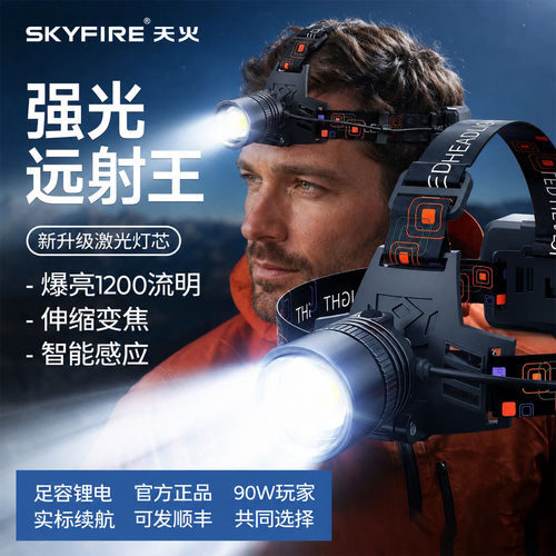天火强光充电超亮头戴式矿灯