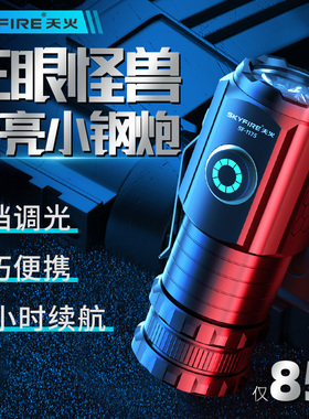 天火强光超亮小钢炮手电筒户外远射充电家用便携迷你白激光led灯