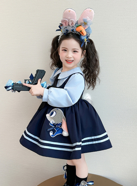 迪士尼女童朱迪兔子警官洛丽塔疯狂动物城2cosplay公主连衣裙女秋