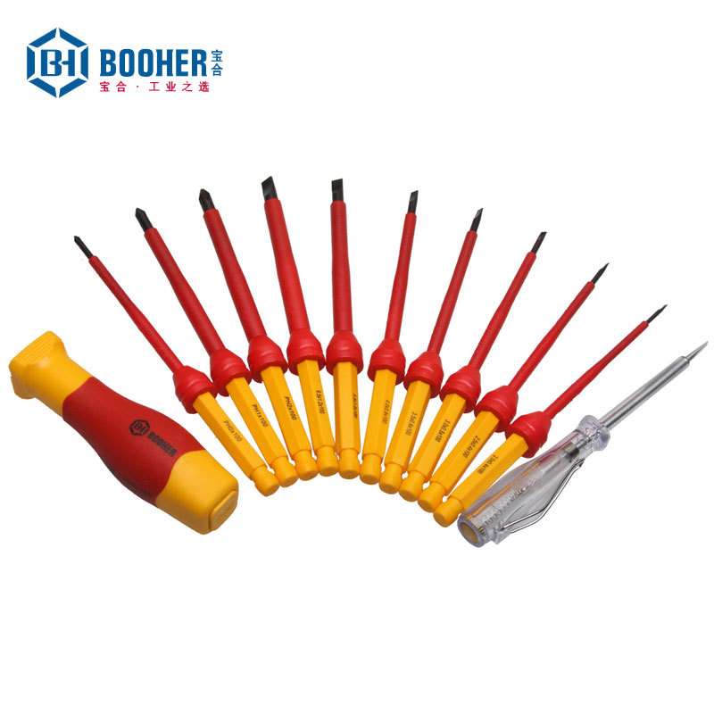 宝合BOOHER 12件套绝缘螺丝批组套0200103电工维修可换式批头套装