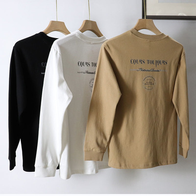 英文长袖长袖T恤复古休闲