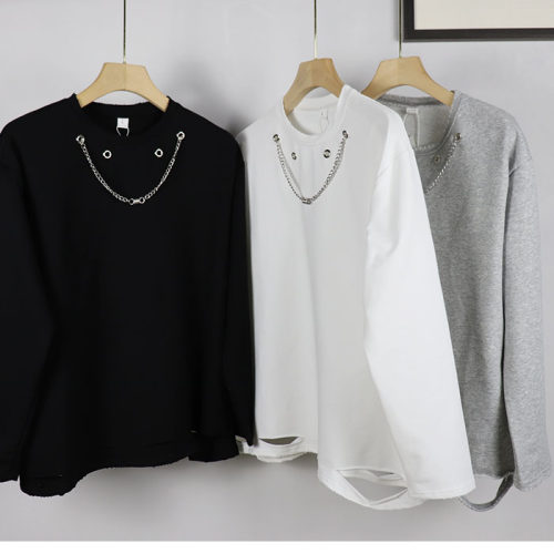 宽松破洞秋打底卫衣卫衣