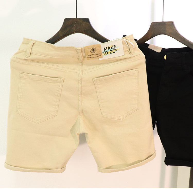 2025款男士纯黑色弹力牛仔五分中裤潮流百搭短裤时尚品质修身直筒