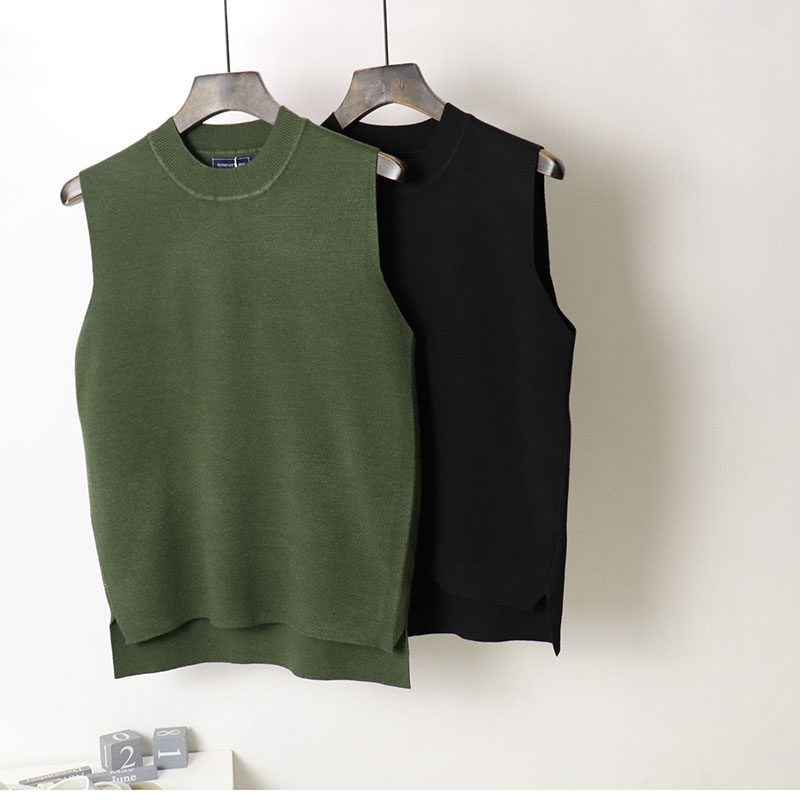 新品年秋冬男士毛衣背心马甲开叉纯色修身百搭针织羊毛坎肩无袖潮