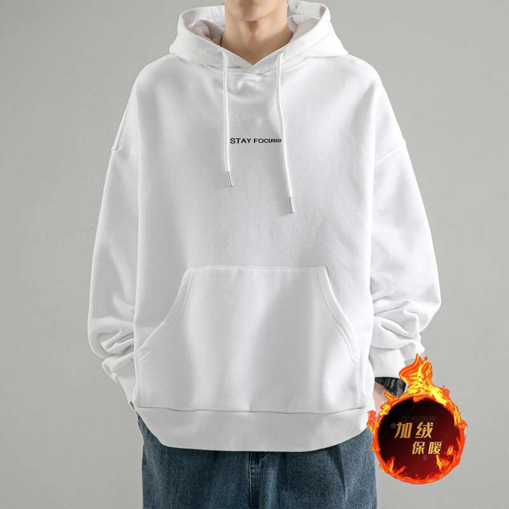 男士美式重磅连帽卫衣秋冬加绒高街学生新款潮牌宽松外套休闲男装