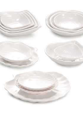 A5白色KTV小吃碟长方盘子密胺火锅餐具塑料凉菜盘创意蛋糕点心盘