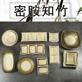 密胺两格塑料碟三格小吃碟子酱油调料碟创意餐具火锅碟烧烤凉菜盘