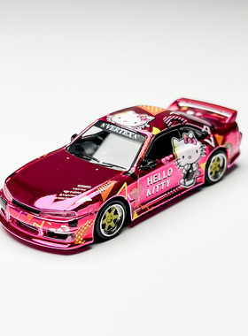 TW 1:64 尼桑 S14 Hello Kitty 涂装 电镀粉 佛山展 合金汽车模型