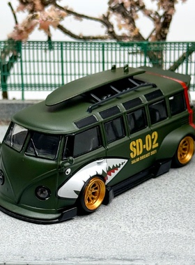 Flame 1:64 大众VW T1 面包车 Kombi宽体改装版合金汽车模型摆件