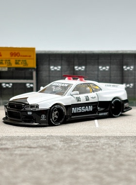 Kaido House+MINIGT 1:64 #120日产尼桑GTR R34 警车合金汽车模型