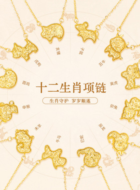 新款S925纯银项链十二生肖吊坠女本命年生肖马钱币锁骨链新年礼物