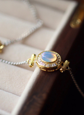 天然水晶欧泊手链925银镀18k金