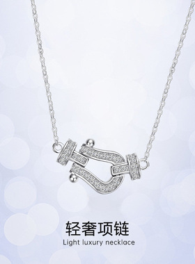 925银马蹄扣微镶轻奢锁骨链女