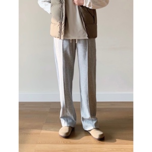 UAZC BRAND 新品加绒直筒宽松中褶线男女同款厚款卫裤抽绳休闲裤
