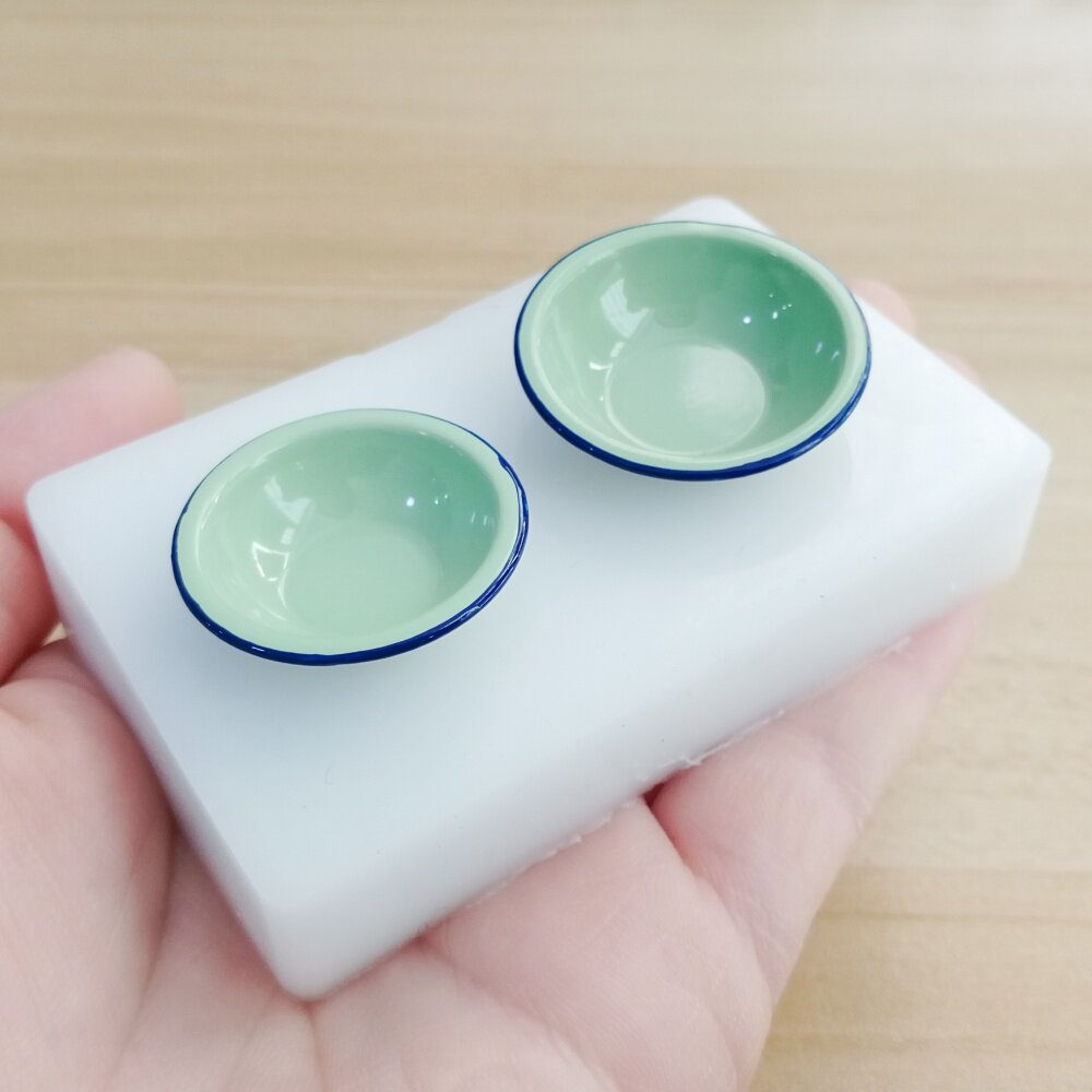 thumbnail for Mini Row of Porcelain Bowls and Plates Squishy Toy Chocolate Scented Candle Food-Grade Silicone Mold