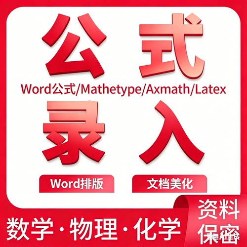 mathtype公式代打数学物理化学试卷公式录入Word排版文档教辅转录