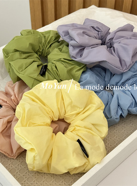 纯色泡芙布艺大肠发圈高级感夏日亮色扎头绳马尾发绳气质百搭头花