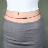 马年细款 本命年红腰链手工编织红腰绳朱砂红腰带孕妇红绳可改短女