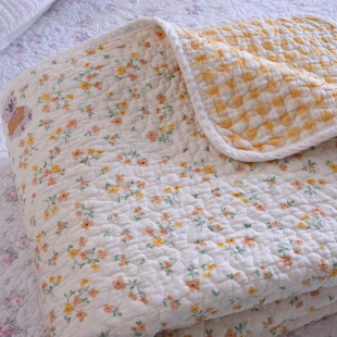 韩式 碎花斜纹纯棉床盖绗缝被双面用铺盖榻榻米垫子防滑砂洗棉床垫