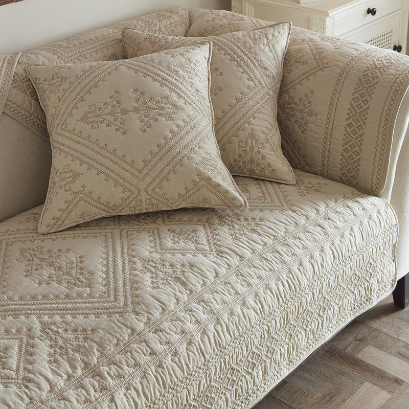 北欧式十字绣花纯棉沙发垫水洗全棉防滑四季通用沙发巾沙发罩套,居家布艺,沙发垫,淘宝优惠券,粉丝福利购,淘宝优惠卷