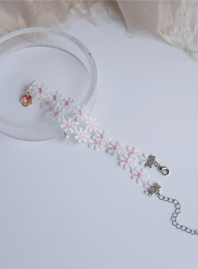 少女粉色小雏菊樱花吊坠项圈颈带