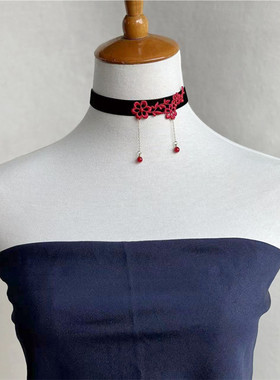 流苏气质吊坠丝绒带女宽气质古风