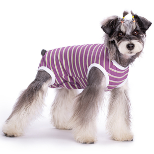 母狗狗连体生理裤姨妈裤防骚扰防乱尿四脚条纹衣断奶服防舔纯棉新