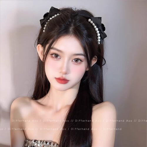 精灵耳抓夹蝴蝶结发夹女复古前额公主头发抓侧边刘海夹头饰发卡